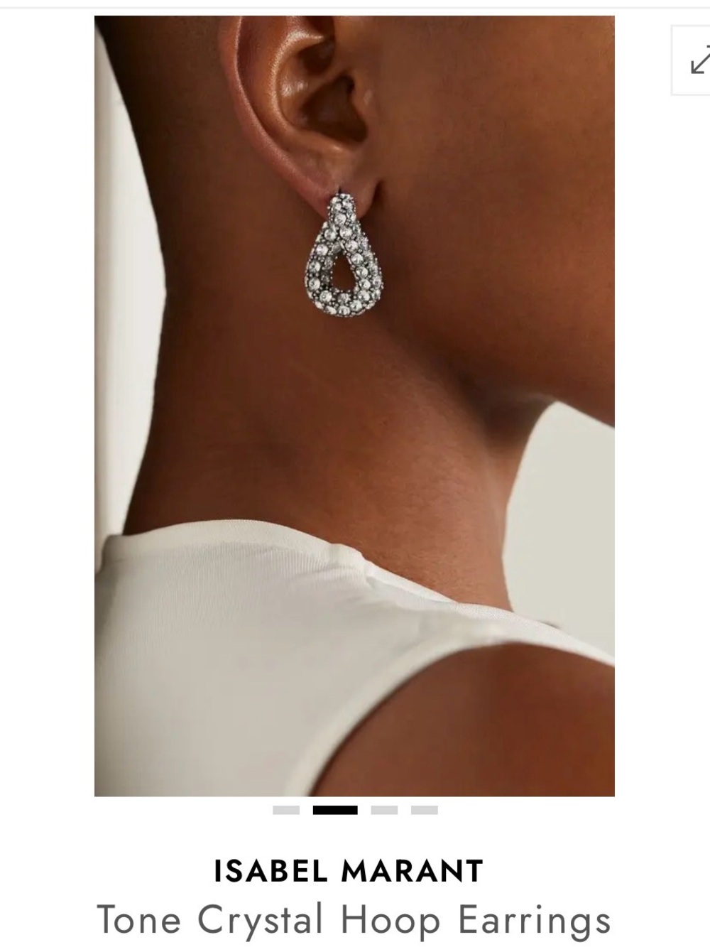 Isabel Marant Silver Crystal Teardrop Hoop Earrings